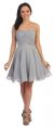 Strapless Ruched Bust Short Homecoming Bridesmaid Dress in Silver